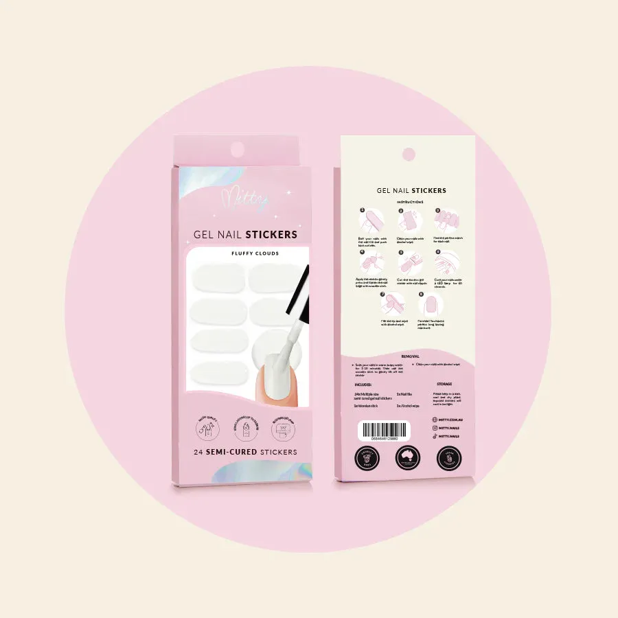 Mitty Semi-Cured Gel Nail Stickers - Fluffy Clouds
