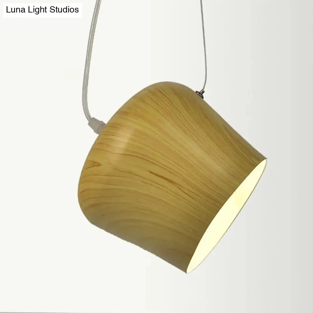 Modern Dome Shaped Hanging Lamp - 1 Light Pendant Lighting for Dining Room - Dark Wood Finish