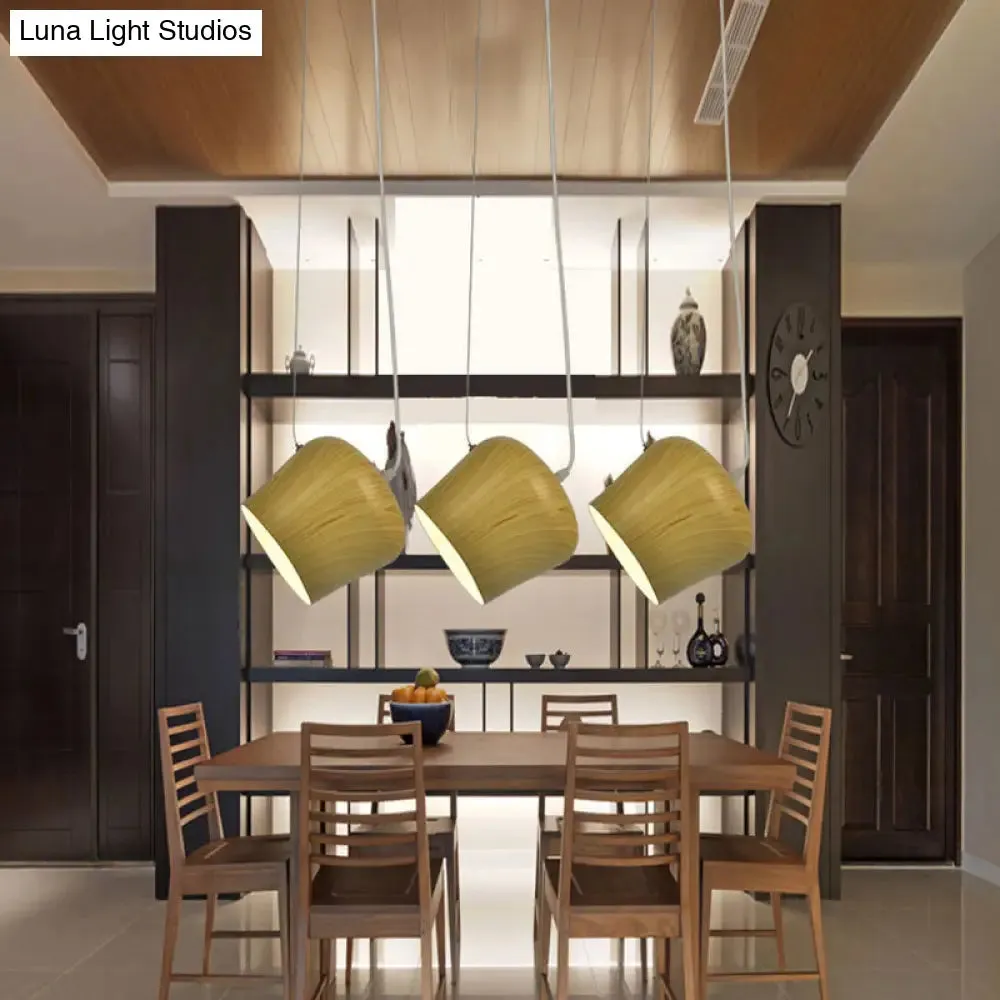 Modern Dome Shaped Hanging Lamp - 1 Light Pendant Lighting for Dining Room - Dark Wood Finish