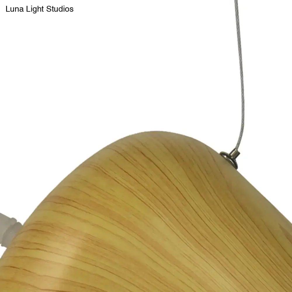 Modern Dome Shaped Hanging Lamp - 1 Light Pendant Lighting for Dining Room - Dark Wood Finish