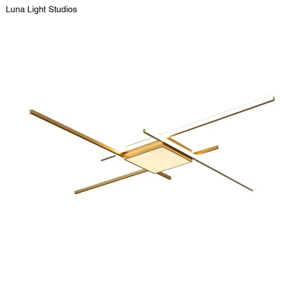 Modern Gold LED Ceiling Mounted Flush Mount Lamp with Acrylic Shade - 69"/82.5"W Linear