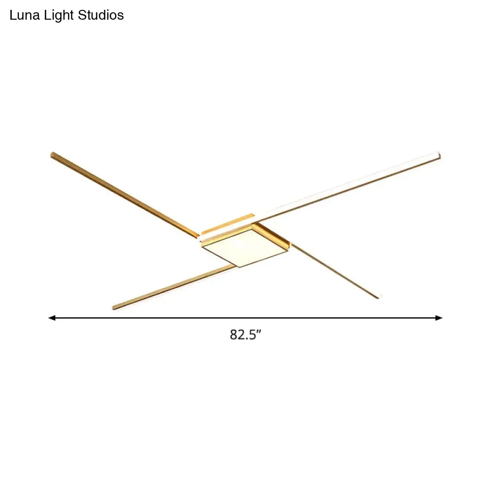 Modern Gold LED Ceiling Mounted Flush Mount Lamp with Acrylic Shade - 69"/82.5"W Linear