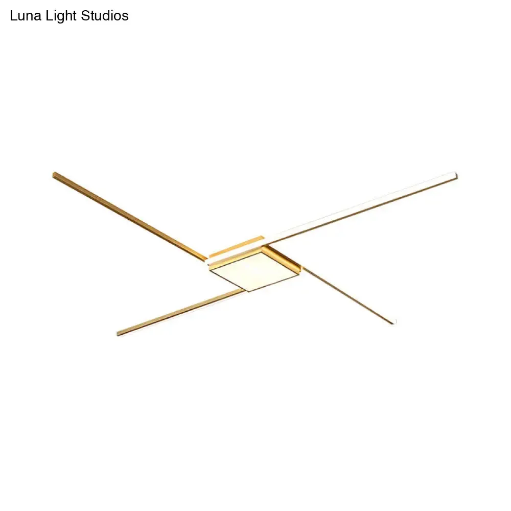 Modern Gold LED Ceiling Mounted Flush Mount Lamp with Acrylic Shade - 69"/82.5"W Linear