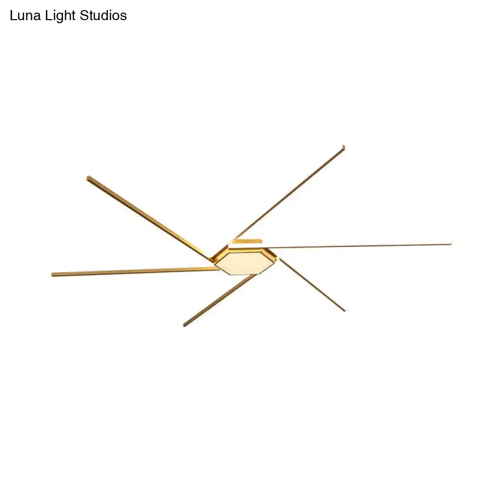 Modern Gold LED Ceiling Mounted Flush Mount Lamp with Acrylic Shade - 69"/82.5"W Linear