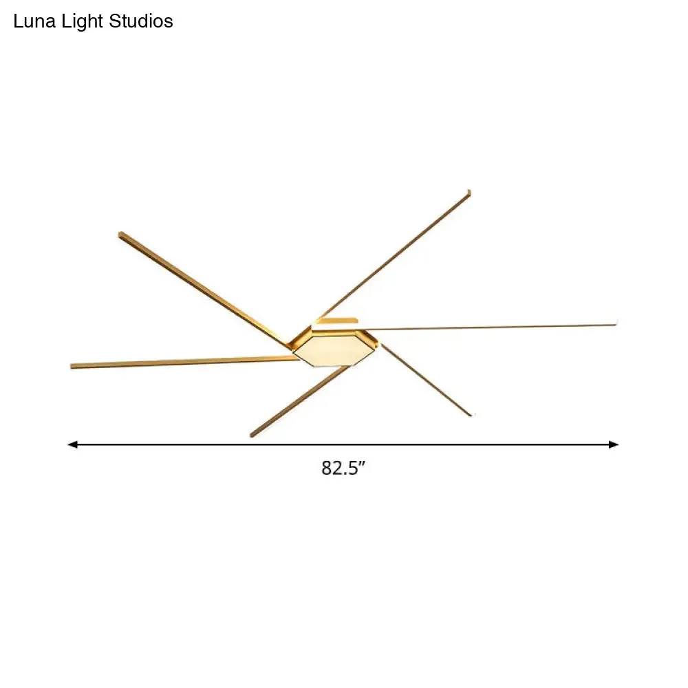 Modern Gold LED Ceiling Mounted Flush Mount Lamp with Acrylic Shade - 69"/82.5"W Linear