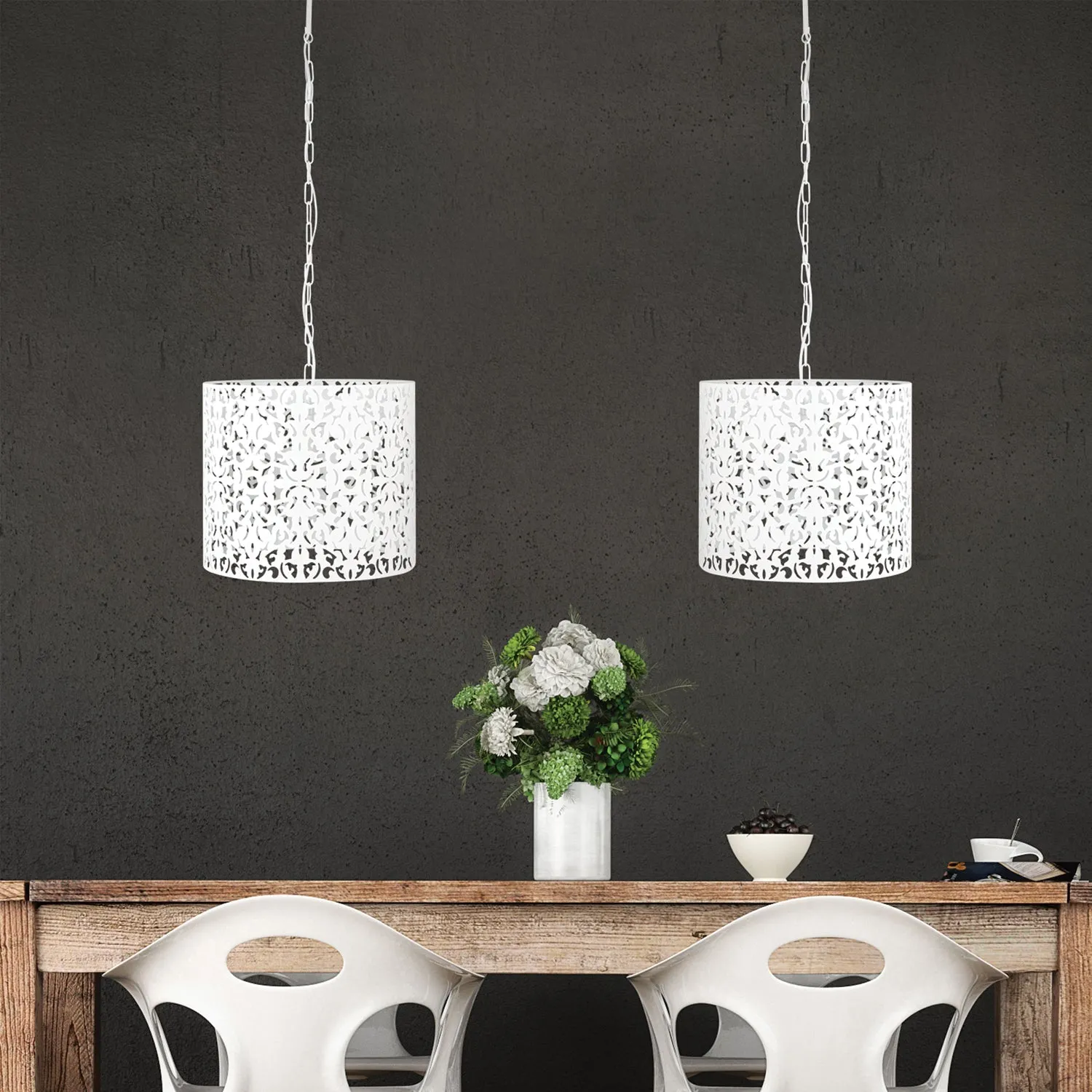Modern Laser Cut Metal Pendant in Black or White
