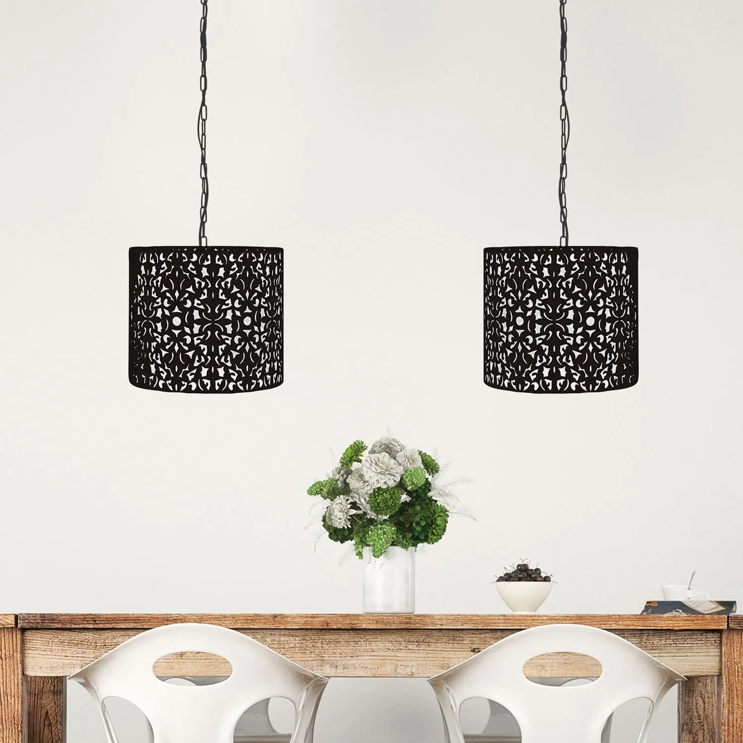 Modern Laser Cut Metal Pendant in Black or White