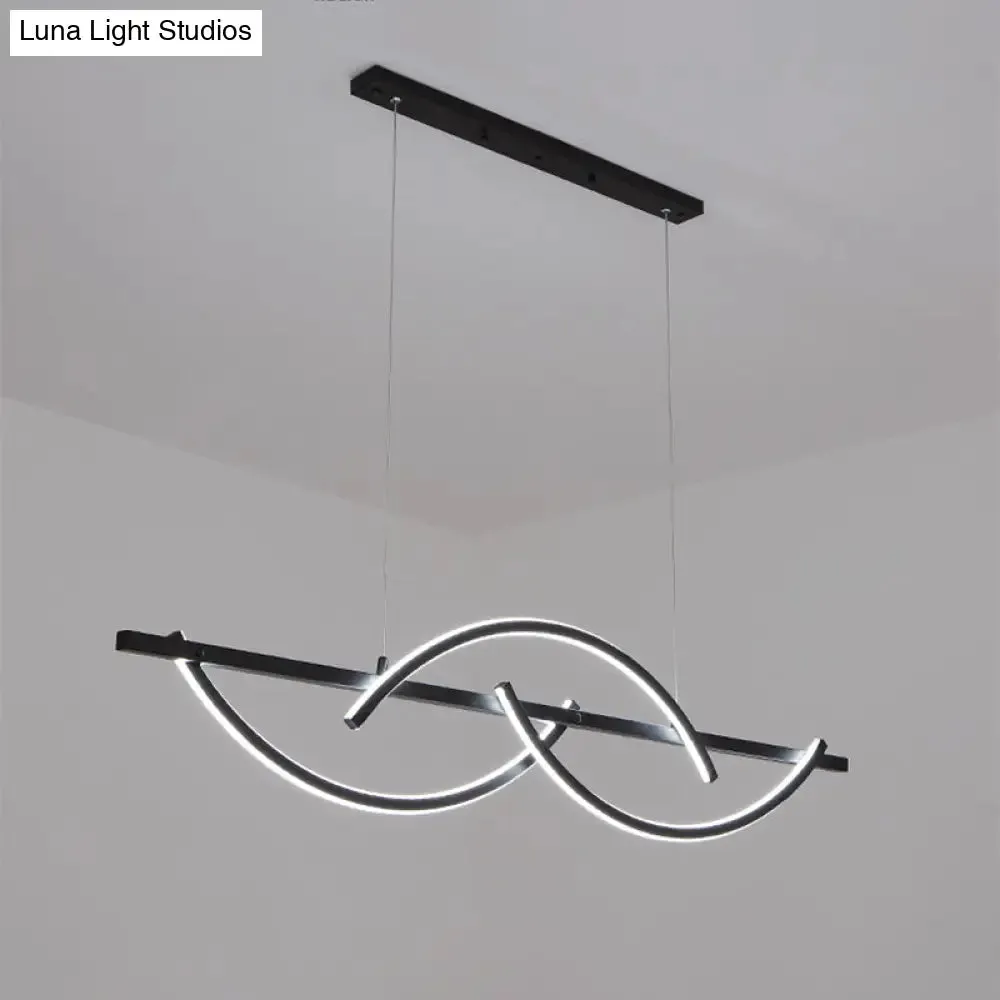 Modern Metal LED 3-Arched Line Restaurant Chandelier in Black/Gold - Warm/White Light