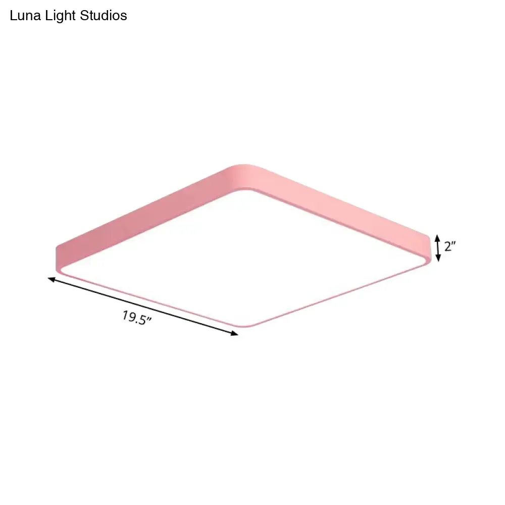 Modern Metal LED Flush Mount Ceiling Lamp in Pink, Warm/White Light (19.5"/25.5" Long)