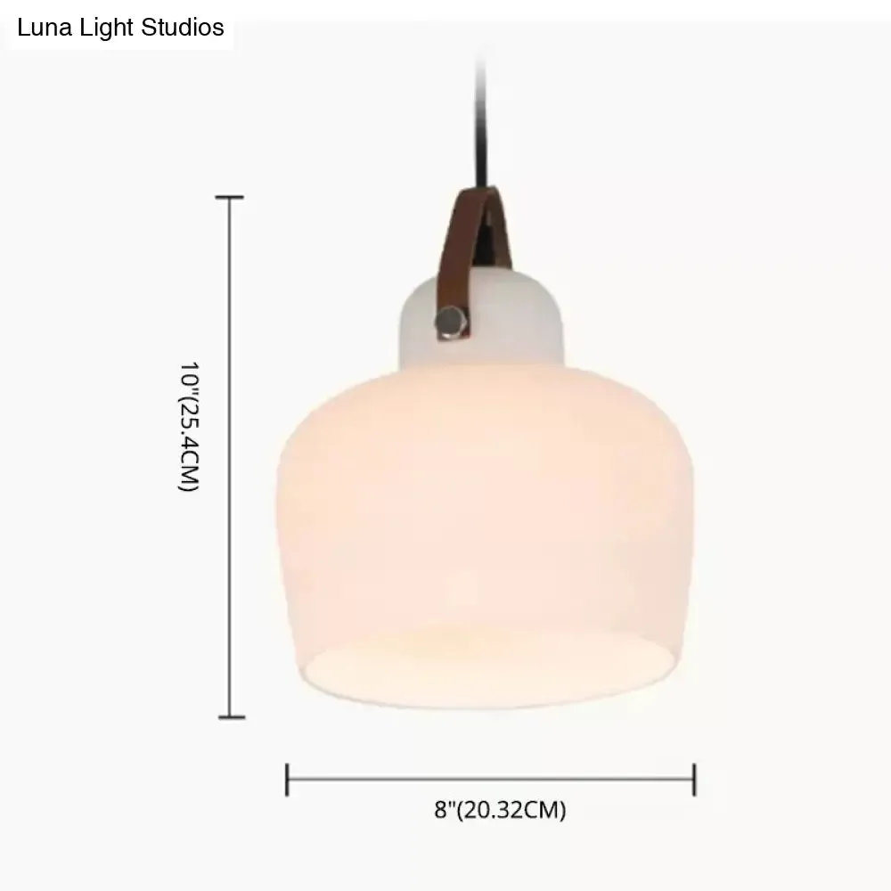 Modern Minimalist White Glass Pendant Lamp - 1 Light Hanging Lamp for Living Room