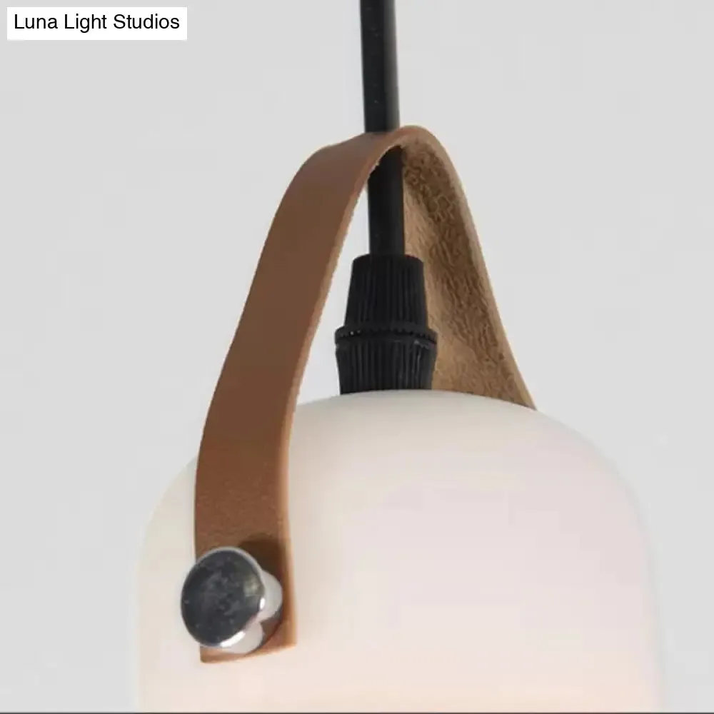 Modern Minimalist White Glass Pendant Lamp - 1 Light Hanging Lamp for Living Room