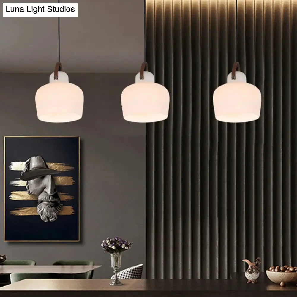 Modern Minimalist White Glass Pendant Lamp - 1 Light Hanging Lamp for Living Room