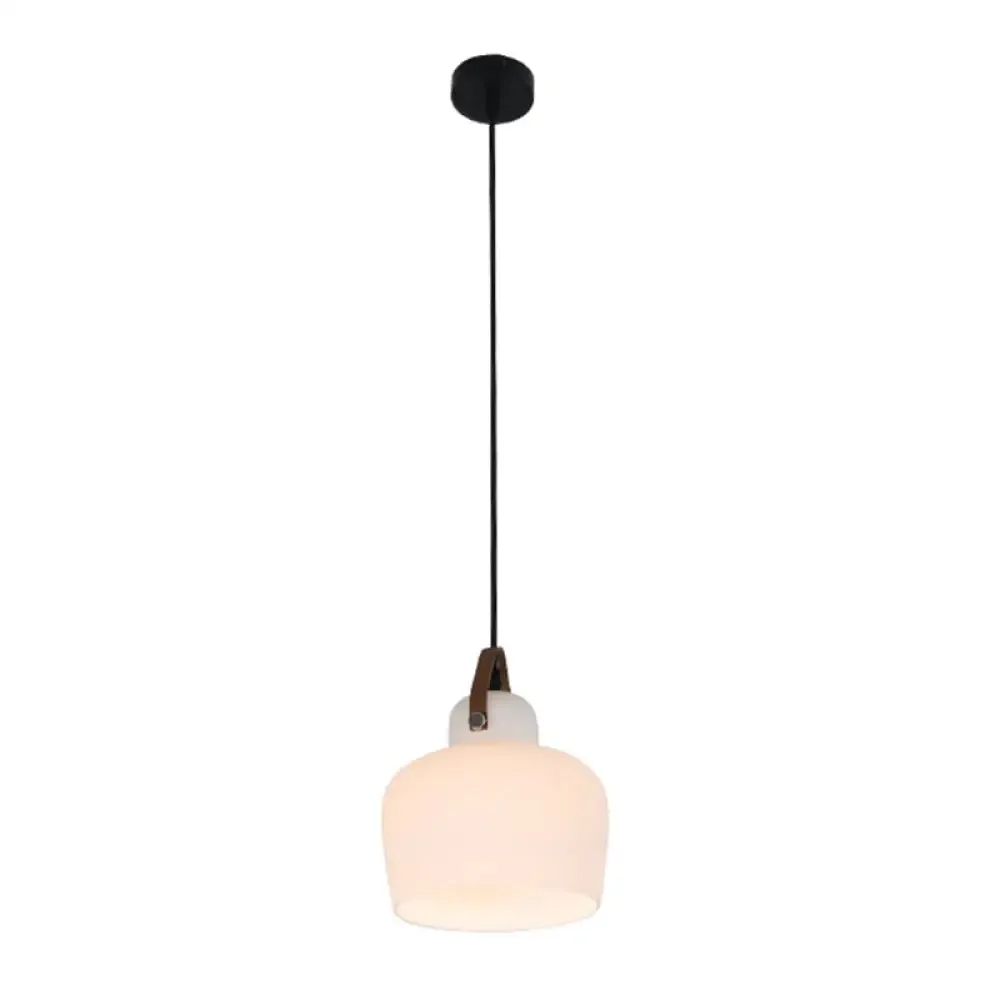 Modern Minimalist White Glass Pendant Lamp - 1 Light Hanging Lamp for Living Room