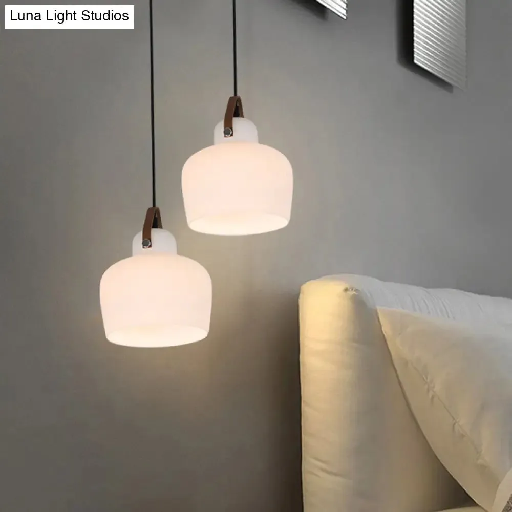 Modern Minimalist White Glass Pendant Lamp - 1 Light Hanging Lamp for Living Room