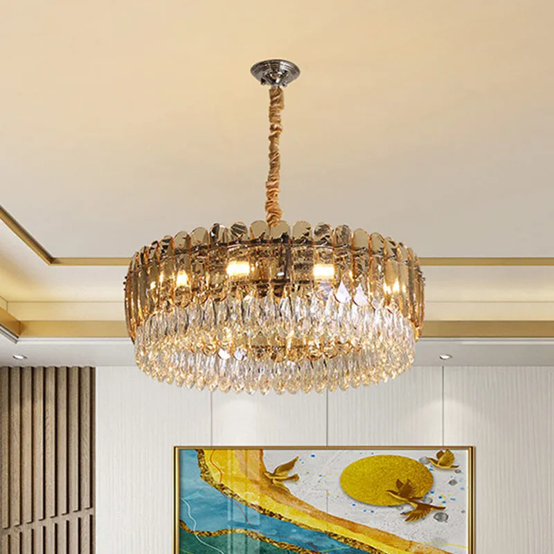 Modern Silver Crystal Chandelier Pendant Light, 6/10 Heads, for Bedroom Suspension