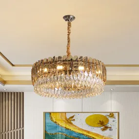 Modern Silver Crystal Chandelier Pendant Light, 6/10 Heads, for Bedroom Suspension