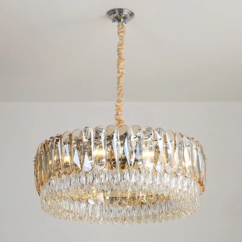Modern Silver Crystal Chandelier Pendant Light, 6/10 Heads, for Bedroom Suspension