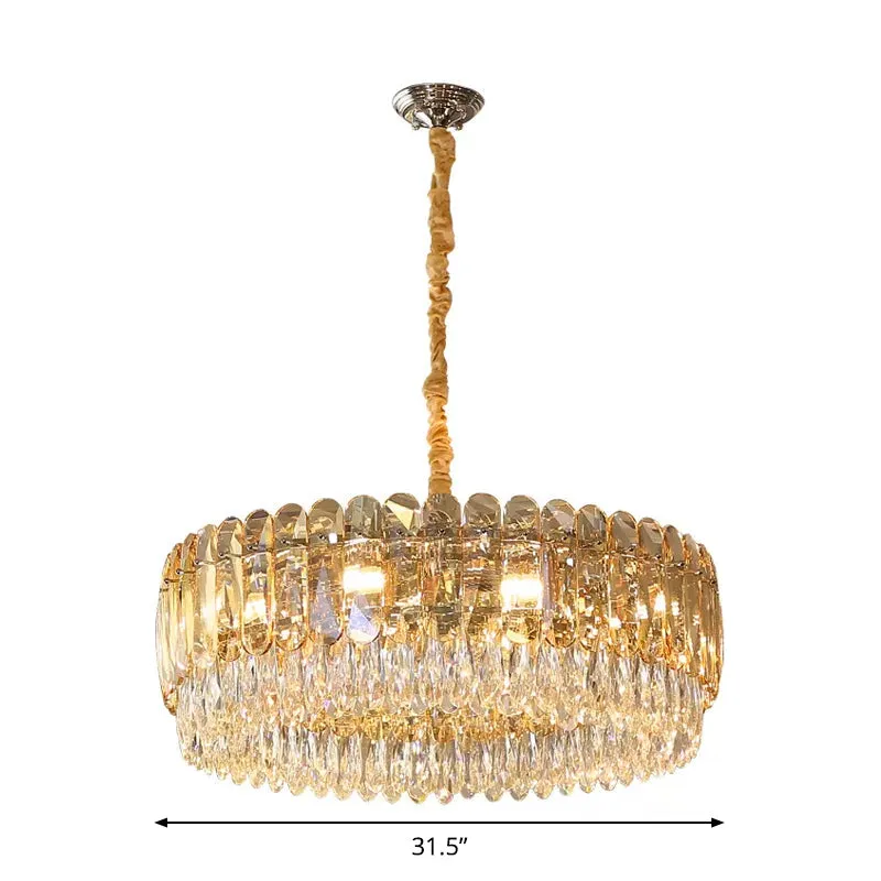 Modern Silver Crystal Chandelier Pendant Light, 6/10 Heads, for Bedroom Suspension