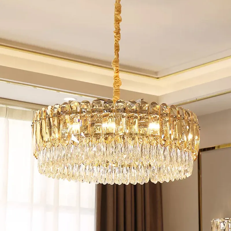 Modern Silver Crystal Chandelier Pendant Light, 6/10 Heads, for Bedroom Suspension