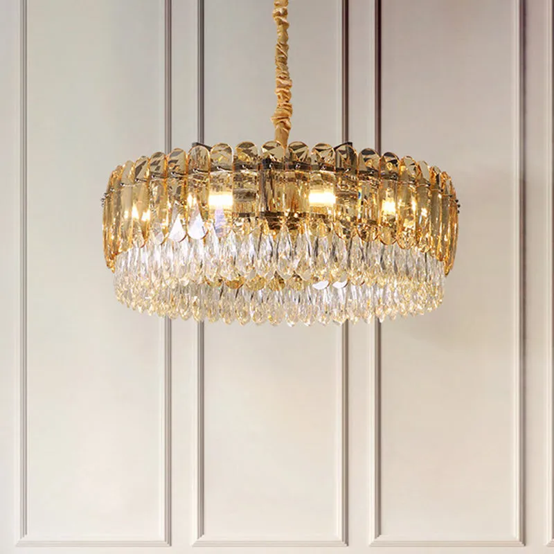 Modern Silver Crystal Chandelier Pendant Light, 6/10 Heads, for Bedroom Suspension