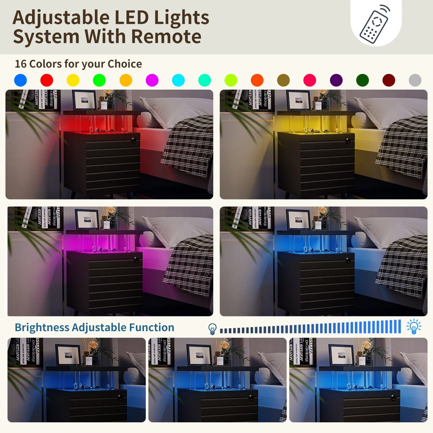 NX LED Nightstand - Black