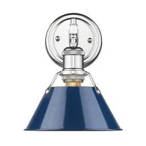 Orwell 1-Light Bath Vanity in Chrome with Navy Blue Shade
