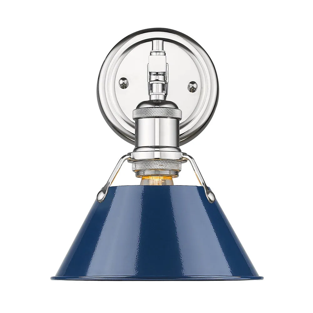 Orwell 1-Light Bath Vanity in Chrome with Navy Blue Shade