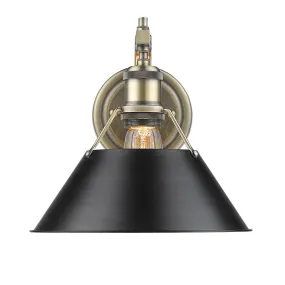 Orwell 1-Light Wall Sconce in Aged Brass with Black Shade