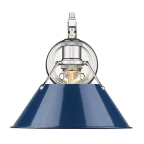 Orwell 1-Light Wall Sconce in Chrome with Navy Blue Shade