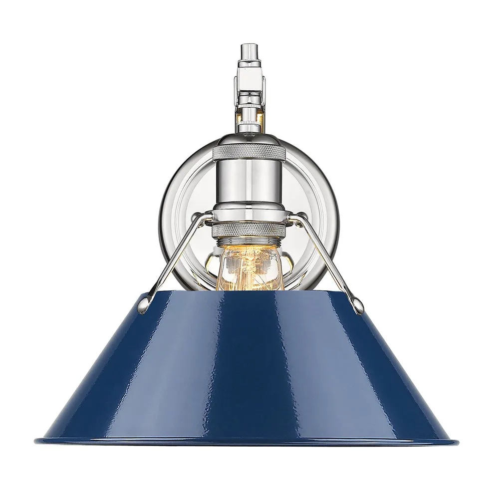 Orwell 1-Light Wall Sconce in Chrome with Navy Blue Shade