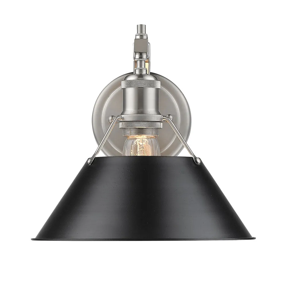 Orwell 1-Light Wall Sconce in Pewter with Black Shade