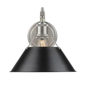 Orwell 1-Light Wall Sconce in Pewter with Black Shade