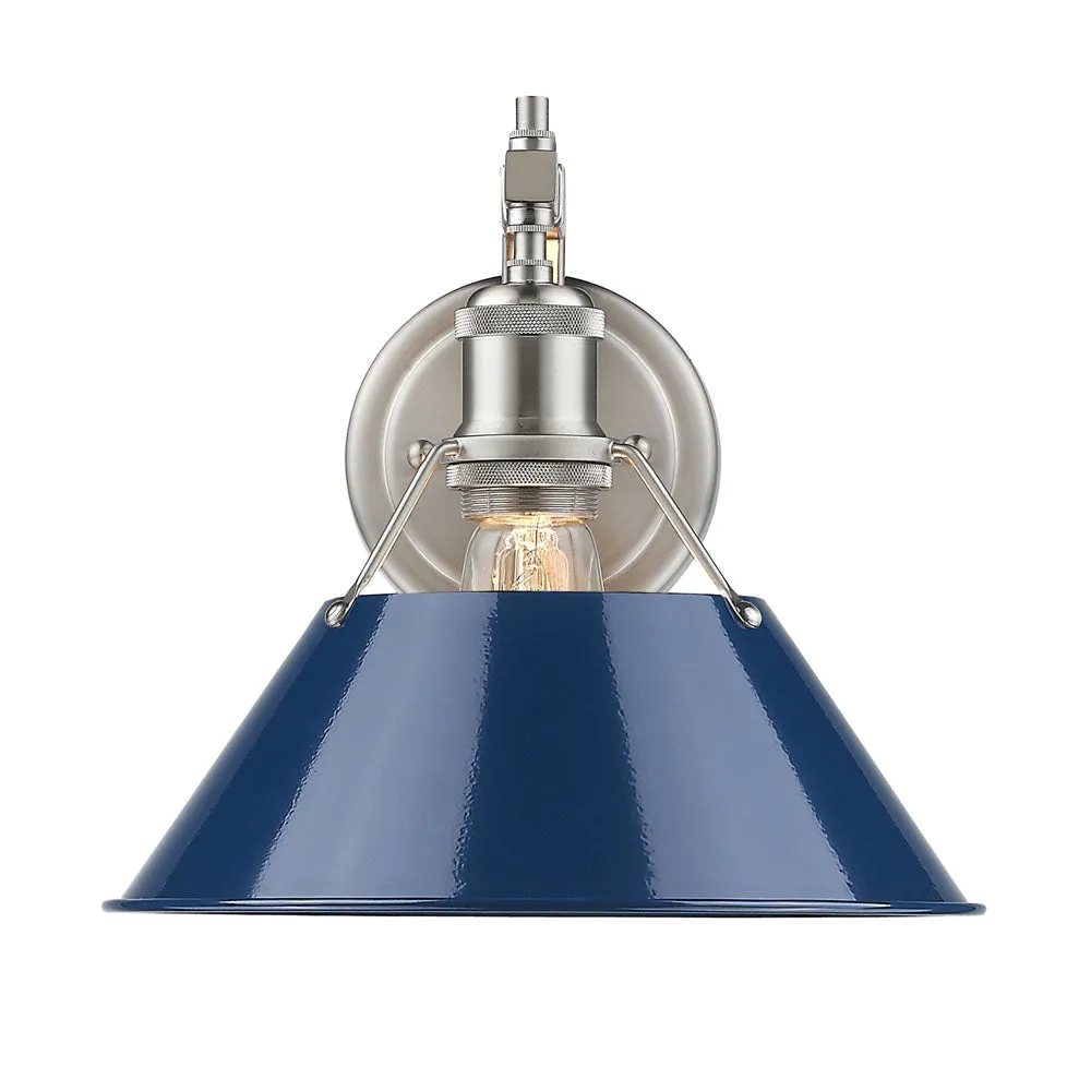 Orwell 1-Light Wall Sconce in Pewter with Navy Blue Shade