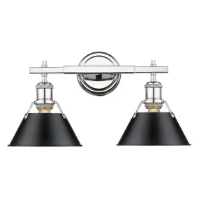 Orwell 2-Light Bath Vanity in Chrome with Black Shades