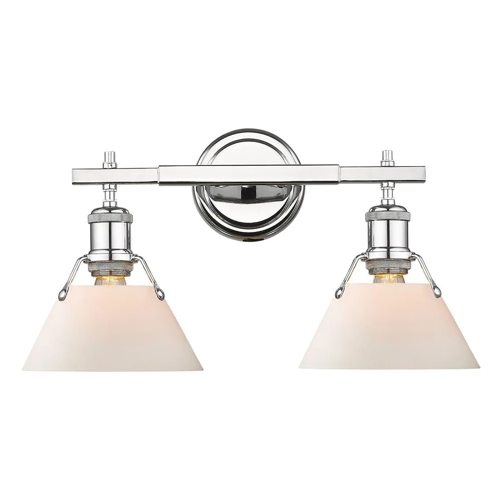 Orwell 2-Light Bath Vanity in Chrome with Opal Glass