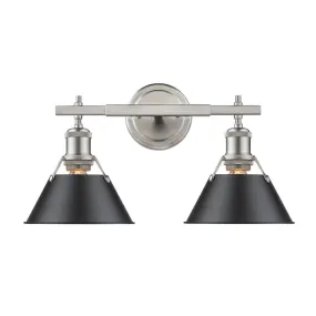 Orwell 2-Light Bath Vanity in Pewter with Black Shades