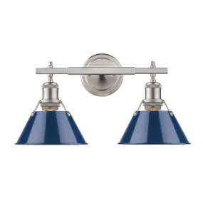Orwell 2-Light Bath Vanity in Pewter with Navy Blue Shades