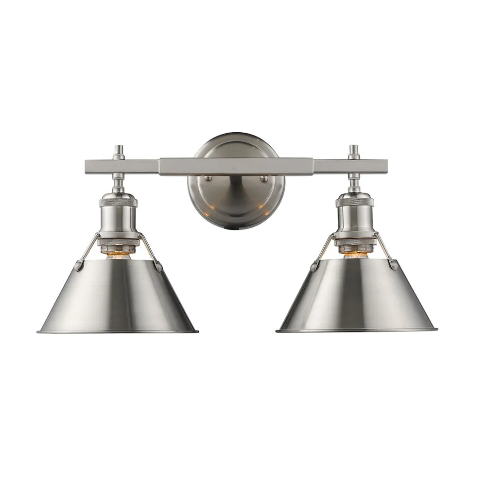 Orwell 2-Light Bath Vanity in Pewter with Pewter Shades