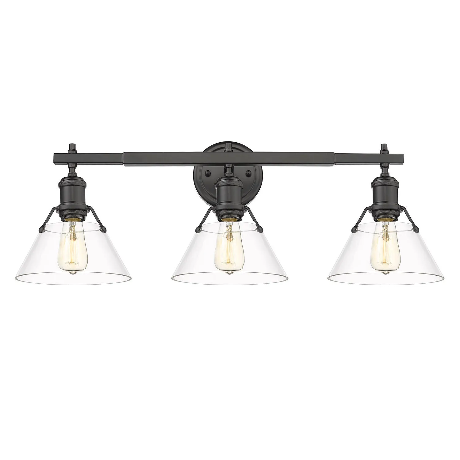 Orwell 3-Light Bath Vanity in Matte Black with Clear Glass Shades