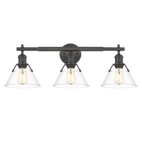 Orwell 3-Light Bath Vanity in Matte Black with Clear Glass Shades