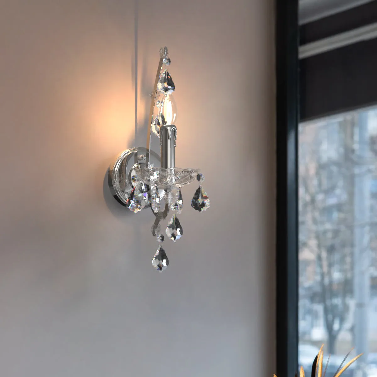 PARIS Provincial Style K9 Crystal Wall Light  E14 Candelabra bulb