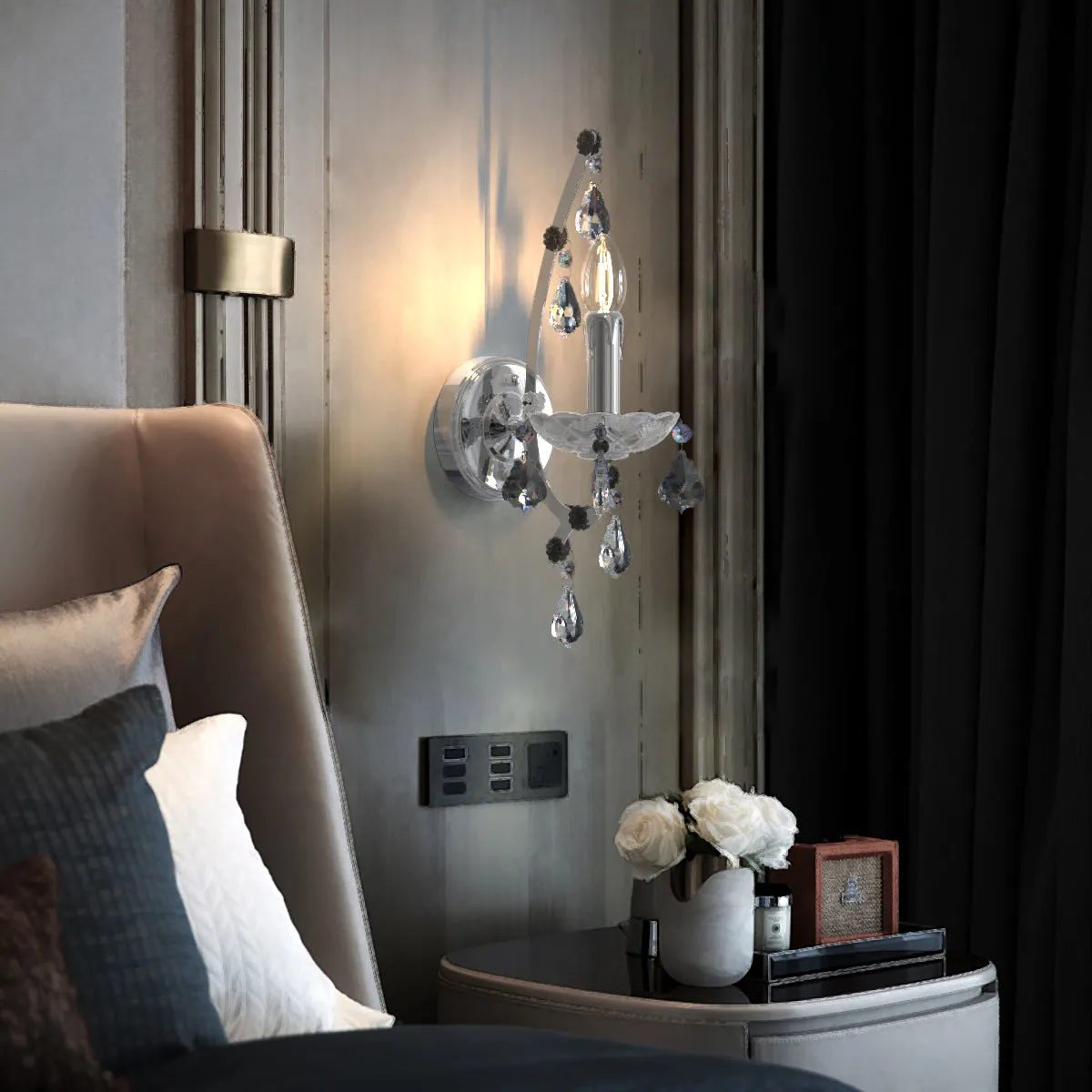 PARIS Provincial Style K9 Crystal Wall Light  E14 Candelabra bulb