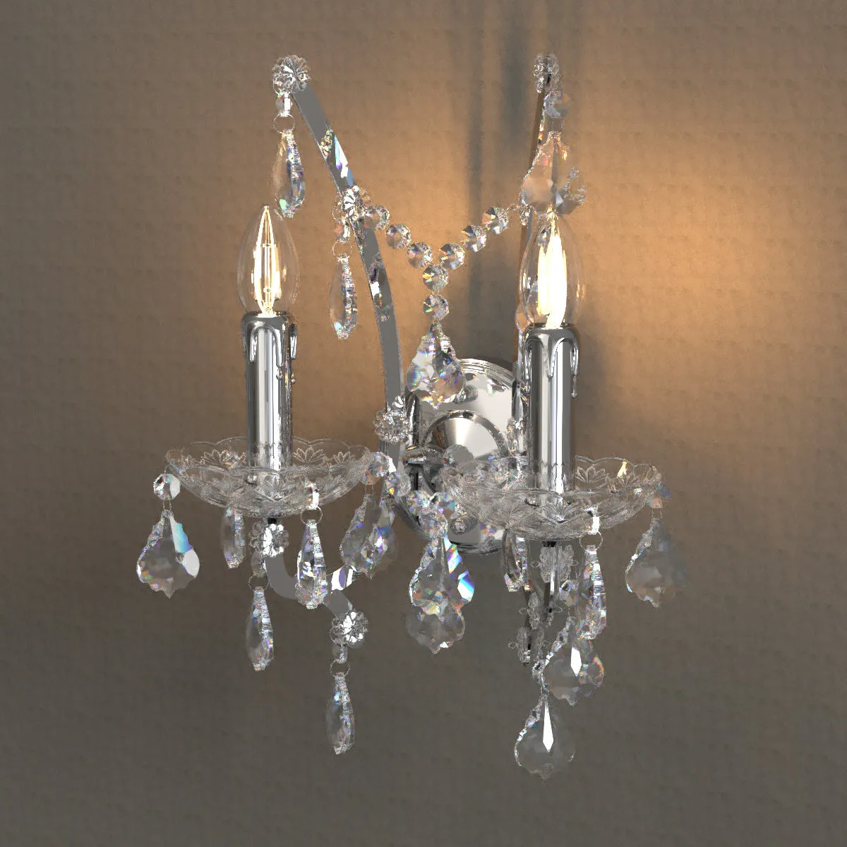 PARIS Provincial Style K9 Crystal Wall Light  E14 Candelabra bulb