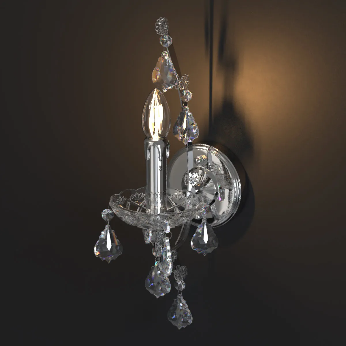 PARIS Provincial Style K9 Crystal Wall Light  E14 Candelabra bulb