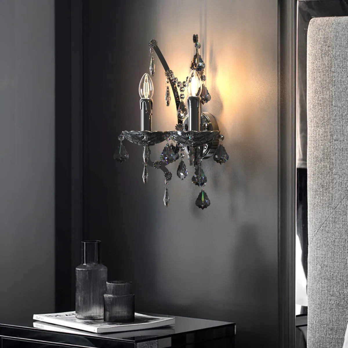 PARIS Provincial Style K9 Crystal Wall Light  E14 Candelabra bulb