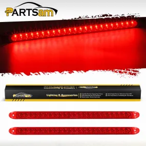 Partsam 2PC Red 17inch 23 LED Light Bar Stop Turn Tail Third 3rd Brake Light Trailer Center Light Bar Car Truck Cargo Trailer Toy Hauler Trailer Tail Light Bar Surface Mount Waterproof