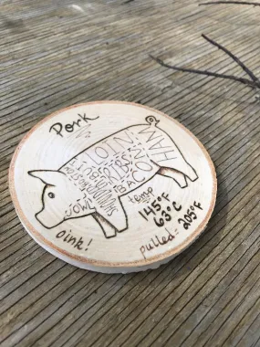 Pig Pork Butcher Chart Magnet with Cooking Temperature