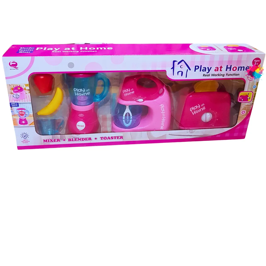 Play at Home Kids' Kitchen Appliance Set – Mixer, Blender, Toaster (3  Years)
