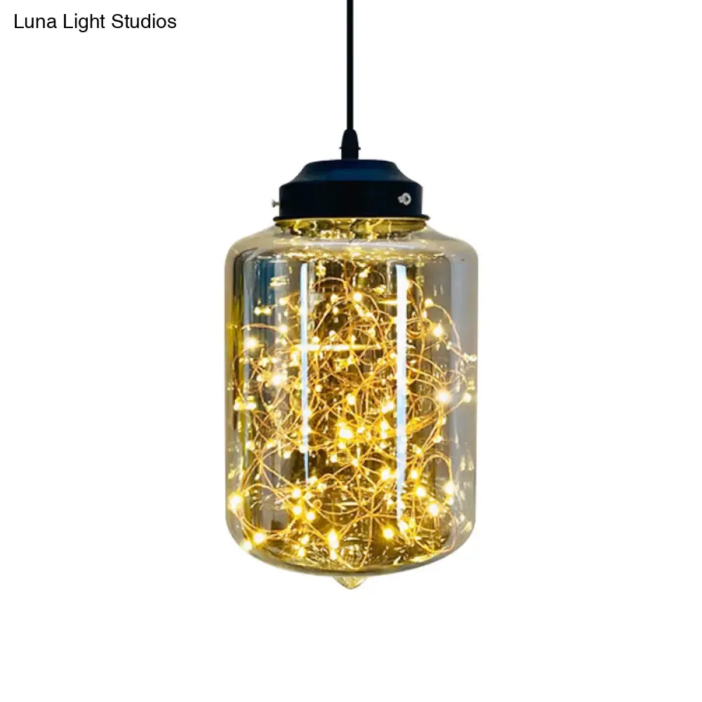 Postmodern LED Ceiling Light in Smoke Grey Glass & Chrome/Black - Perfect for Dining Room