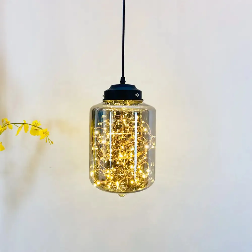 Postmodern LED Ceiling Light in Smoke Grey Glass & Chrome/Black - Perfect for Dining Room